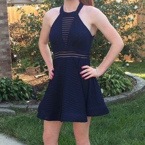 Short navy blue formal dress